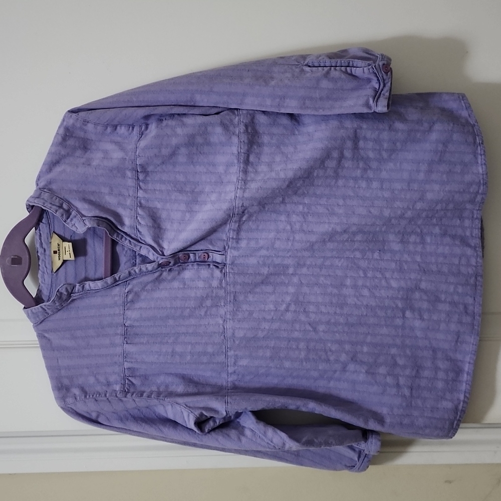 WOOLRICH Light Purple 3/4 Sleeve 3 Button Placket Top Size Large